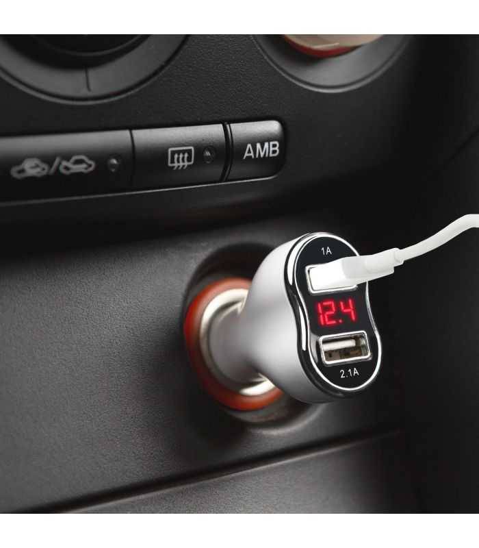 incarcator auto alb 31a usb x2 bricheta auto cu voltmetru si ampermetru mnc 1