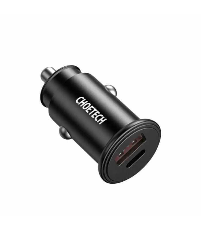 Incarcator Auto Choetech Tc0006 V2 1x Usb Type C 1x Usb A 30w Qc 30 Power Delivery Negru