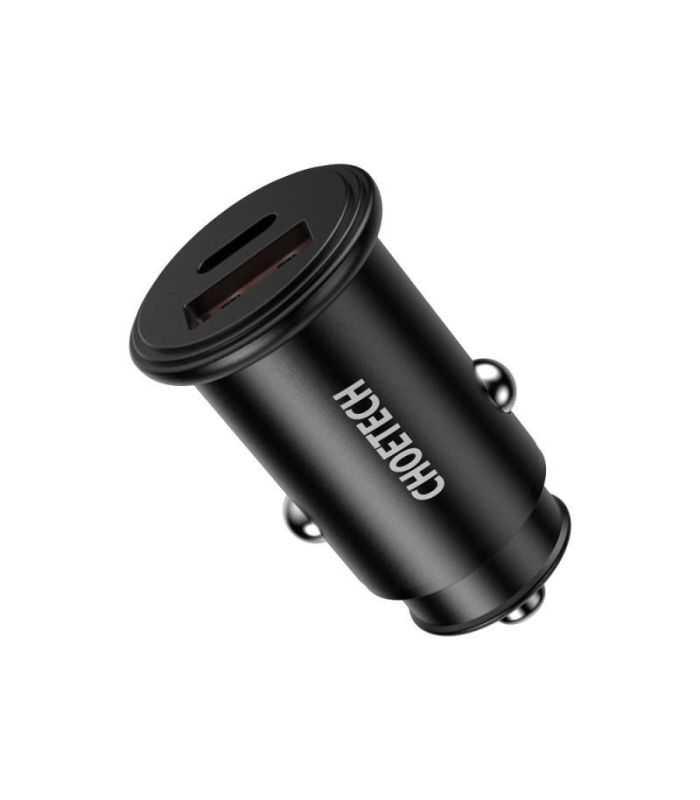 Incarcator Auto Choetech Tc0006 V2 1x Usb Type C 1x Usb A 30w Qc 30 Power Delivery Negru