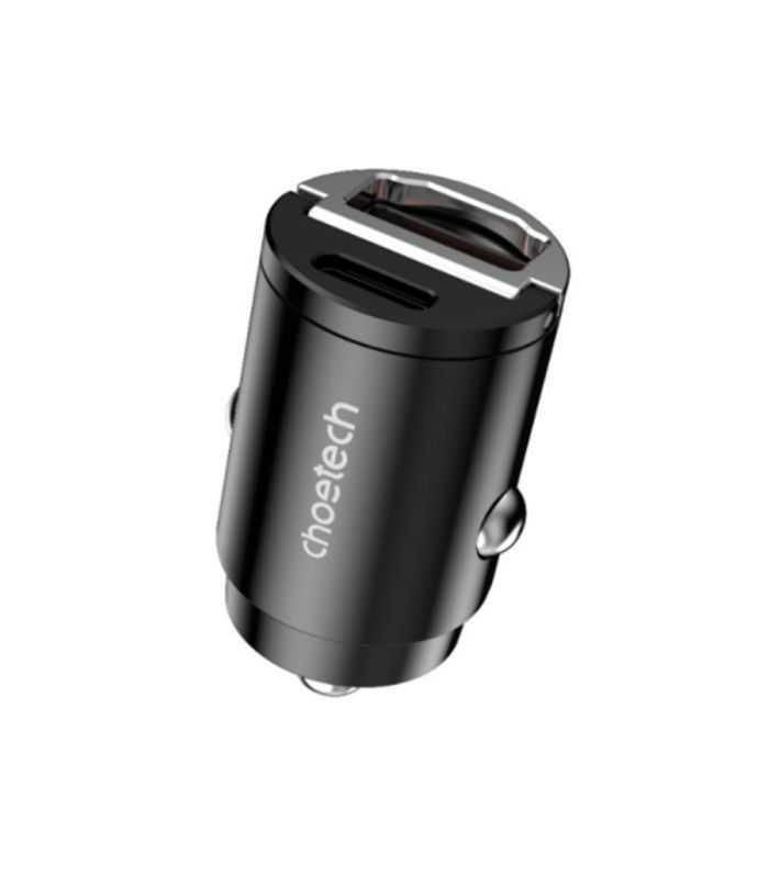 Incarcator auto Choetech TC0006-V2 1x USB type C + 1x USB-A 30W QC 3.0 Power Delivery negru