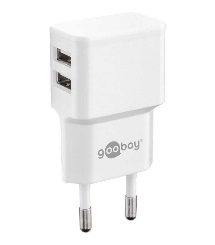 incarcator de retea dual 2x usb cu cablu micro usb 24a alb goobay 2