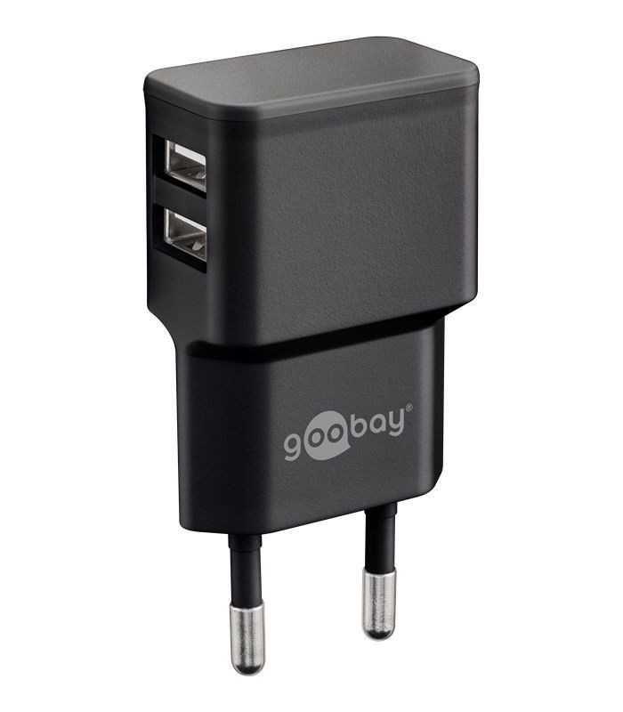 incarcator de retea dual 2x usb cu cablu micro usb 24a negru goobay 2