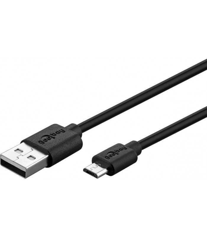 incarcator de retea dual 2x usb cu cablu micro usb 24a negru goobay 3