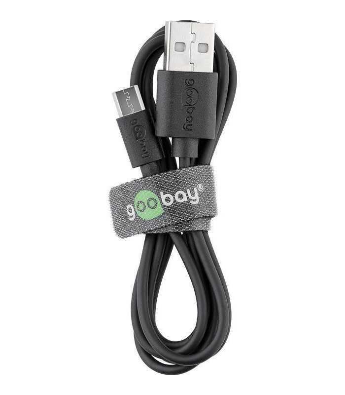 incarcator de retea dual 2x usb cu cablu micro usb 24a negru goobay 4