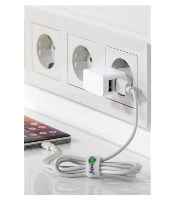 incarcator dual apple lightning usb 24a 12w 1m alb goobay 1