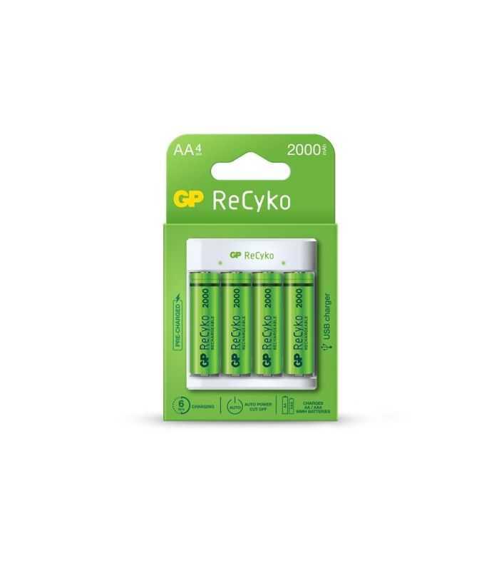 Incarcator E411 AA/AAA R3/R6 NiMH + 4 acumulatori 2000mAh GP ReCyKo GPE411210AAHC-2B4