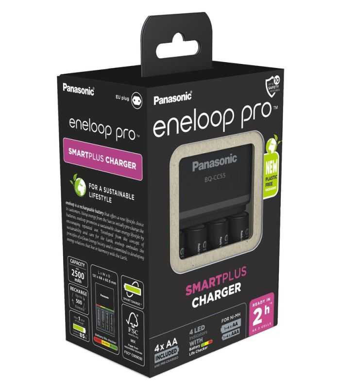 Incarcator Eneloop Pro Panasonic Smartplus Quick Nimh Inclus 4x Aa R6 Pro 2500mah K Kj55hcd40e