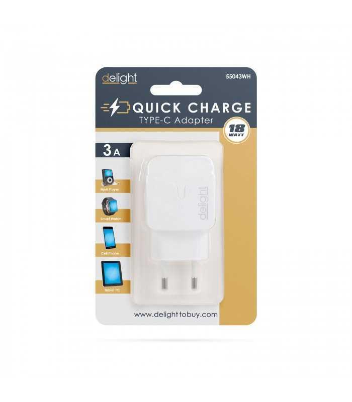 incarcator quickcharge 30 de retea usb type c pd 18w cu incarcare rapida alb delight 3