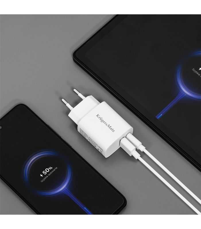 Incarcator rapid de retea USB tip A si USB type C 30W PD 3.0 + QC 3.0 Kruger&Matz KM0855 17 Incarcator Rapid De Retea Usb Tip A Si Usb Type C 30w Pd 30 Qc 30 Krugermatz Km0855