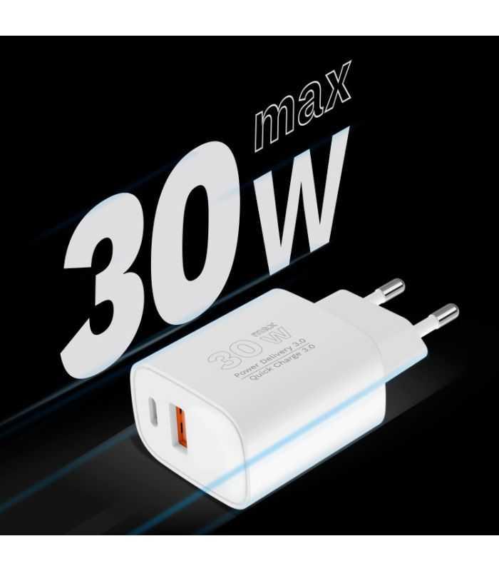 Incarcator rapid de retea USB tip A si USB type C 30W PD 3.0 + QC 3.0 Kruger&Matz KM0855 18 Incarcator Rapid De Retea Usb Tip A Si Usb Type C 30w Pd 30 Qc 30 Krugermatz Km0855