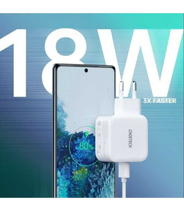 Incarcator Retea 1x Usb Type C Pd 38w Qc 30 1x Usb A Alb Choetech Pd5002