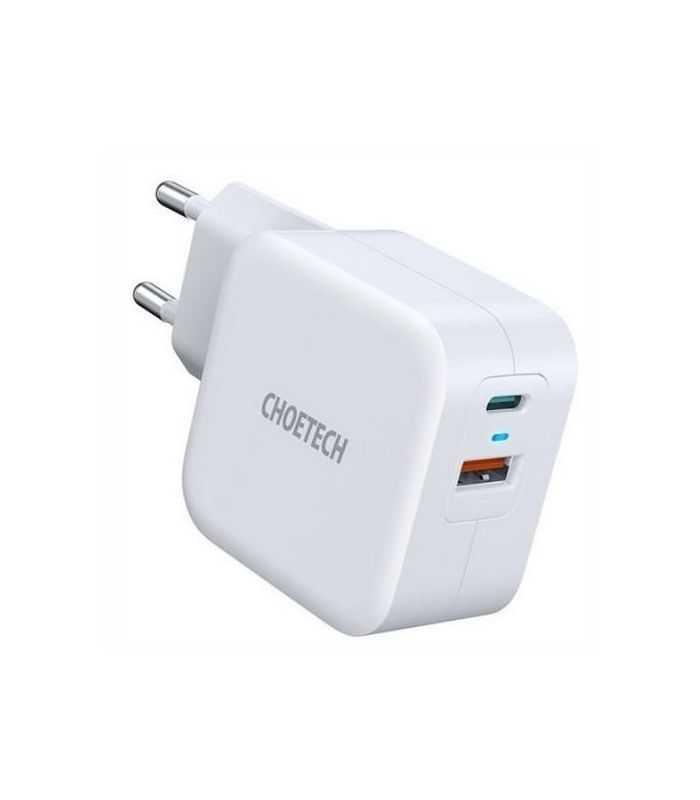 Incarcator retea 1x USB TYPE C PD 38W QC 3.0 1x USB-A alb Choetech PD5002