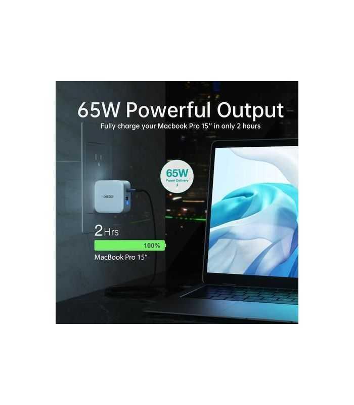 Incarcator Retea 1x Usb Type C Pd 65w Qc 30 1x Usb A Alb Choetech Pd8002
