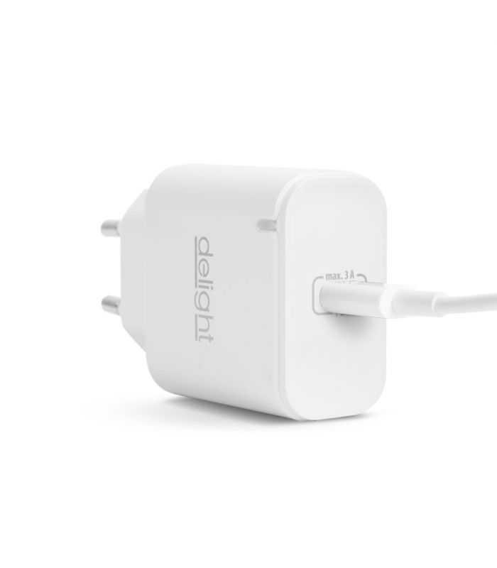 Incarcator Retea 230v Usb Type C Pd 20w Incarcare Rapida Alb Delight 55046wh