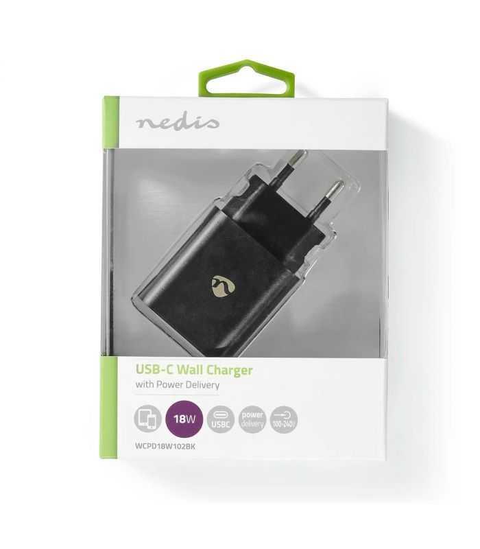 incarcator retea 3a 1 iesire usb type c pd 18w negru nedis 1