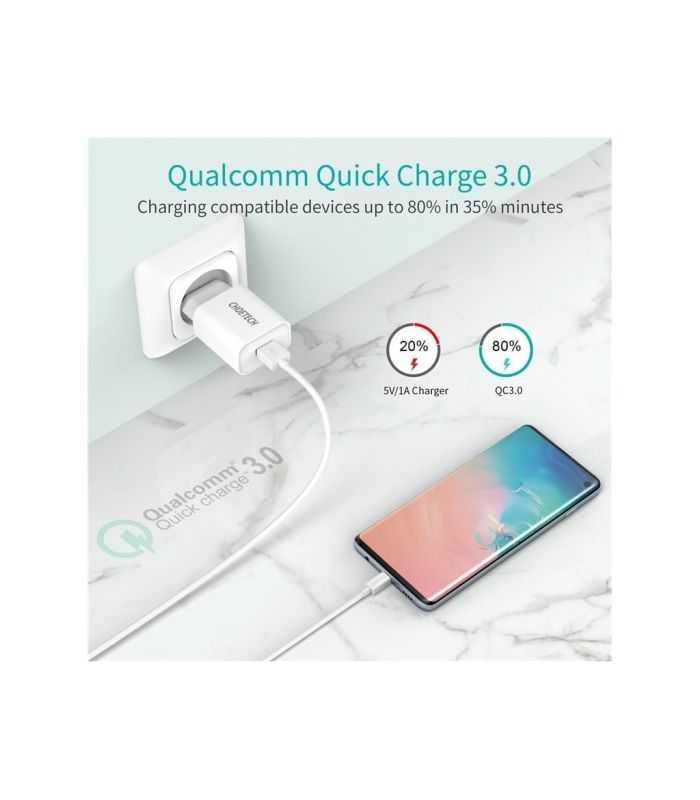 Incarcator Retea Choetech 1x Usb A Qc 30 18w Alb Q5003 Eu Wh