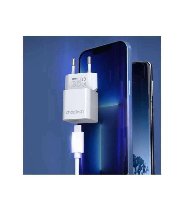 Incarcator Retea Choetech 1x Usb Type C Pd 20w Alb Pd5010 Eu Wh