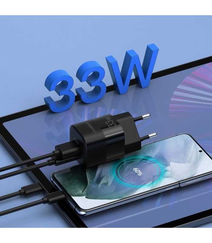 Incarcator Retea Choetech Pd5006 Eu Bk 33w 1x Usb Type C 1x Usb A