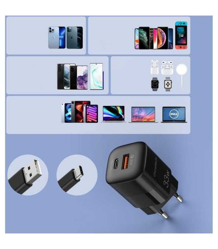 Incarcator Retea Choetech Pd5006 Eu Bk 33w 1x Usb Type C 1x Usb A
