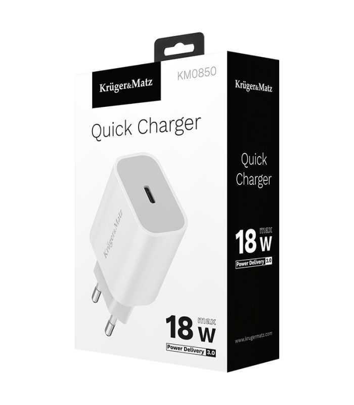Incarcator retea POWER DELIVERY 18W 1x USB TYPE C PD Kruger&Matz KM0850