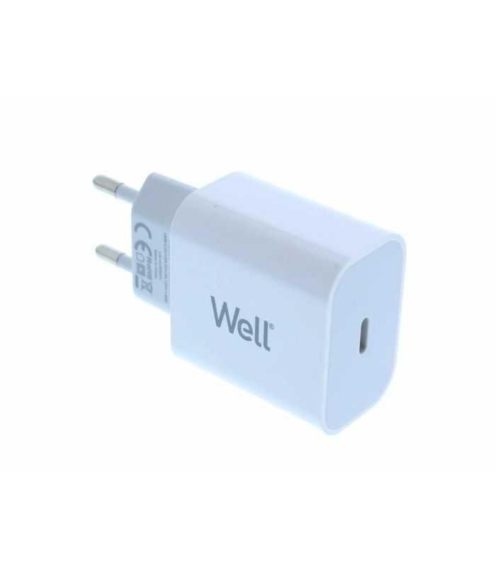 Incarcator retea - USB type C PD 20W alb Well PSUP-USB-WPD12003WE-WL