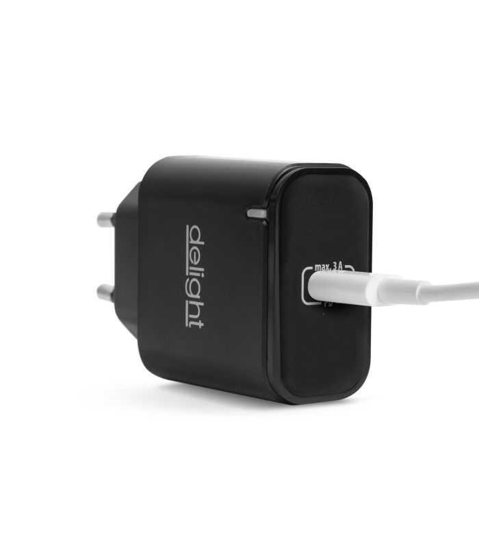 Incarcator Retea Usb Type C Pd 20w Incarcare Rapida Negru Delight 55046bk