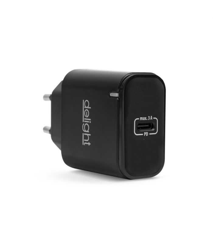 Incarcator retea - USB Type C PD 20W incarcare rapida negru Delight 55046BK