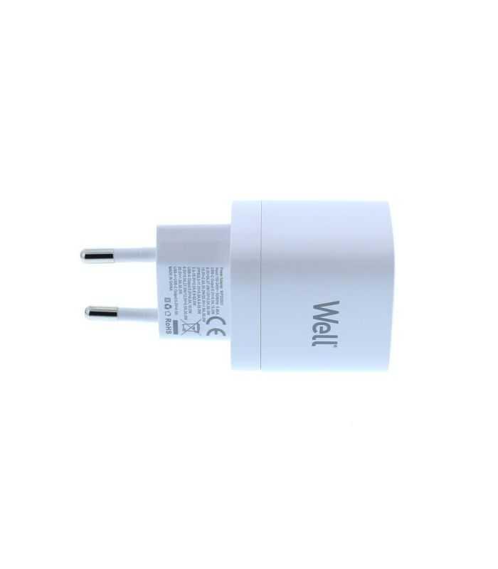 Incarcator Retea Usb Well Gan Usb Type C Pd30w Usb A 30w Pps 33w Alb
