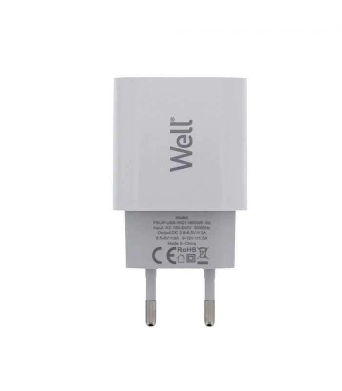 Incarcator Retea Well 1x Usb A Qc30 18w Alb Psup Usb Wq11803we Wl