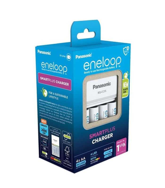 Incarcator Smart Quick Eneloop Panasonic Include 4x Aa R6 2000ma K Kj55mcd40e