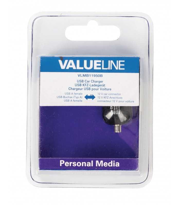 incarcator usb pentru auto masina 12v 1x usb 21a negru valueline 3