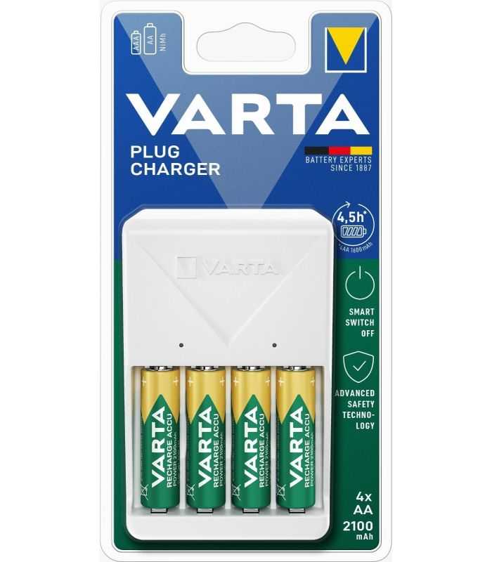 Incarcator Varta Plug Charger 57657 2 4x AA/AAA NiMH + 4 acumulatori AA 2100mAh