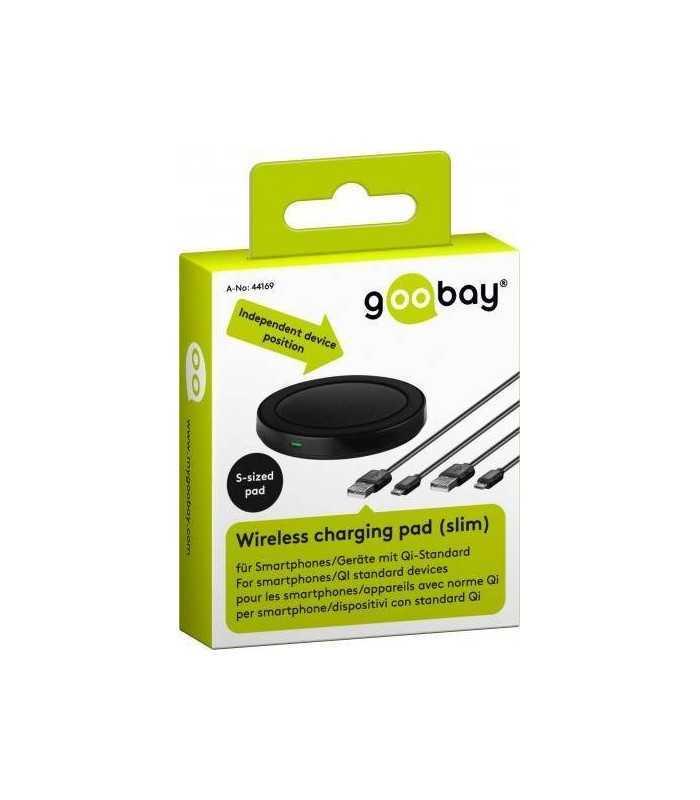 incarcator wireless plat s pentru smartphone dispozitiv compatibil qi negru goobay 1