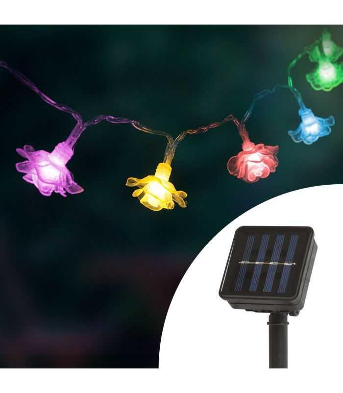 Instalatie de pom cu incarcare solara IP44 LED floare 2.3m 20 LED multicolore