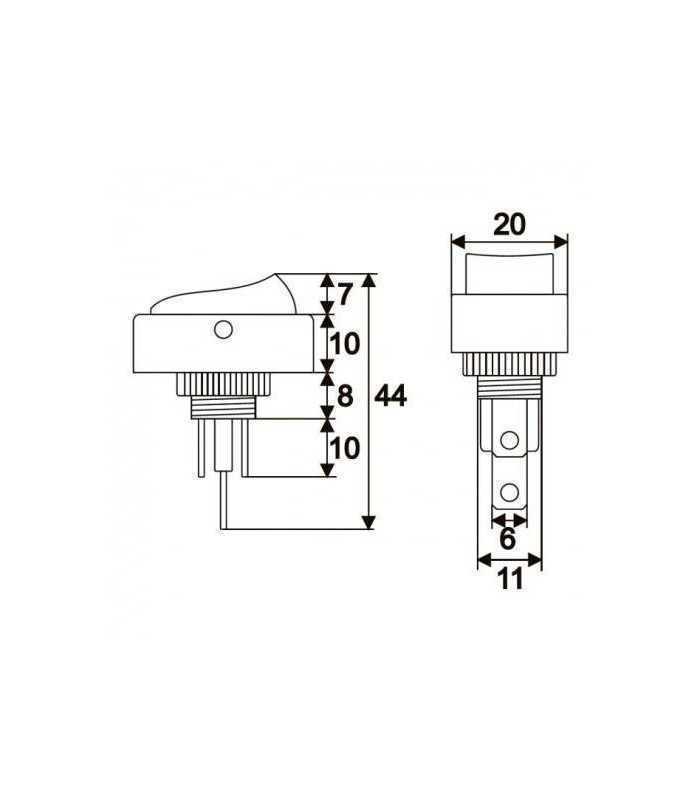 Interupator basculant 1 circuit 12V 20A OFF-ON LED verde cu retinere 2 pini 3 interupator basculant 1 circuit 12v 20a off on led verde cu retinere 2 pini 1