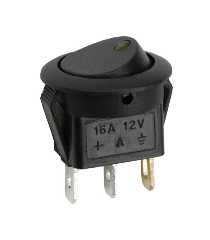 Interupator basculant 1 circuit 3 pini 12V 16A OFF-ON LED galben cu retinere
