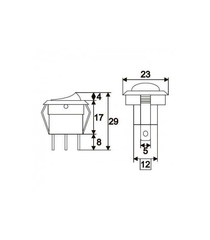 interupator basculant 1 circuit 3 pini 12v 16a off on led rosu cu retinere 1