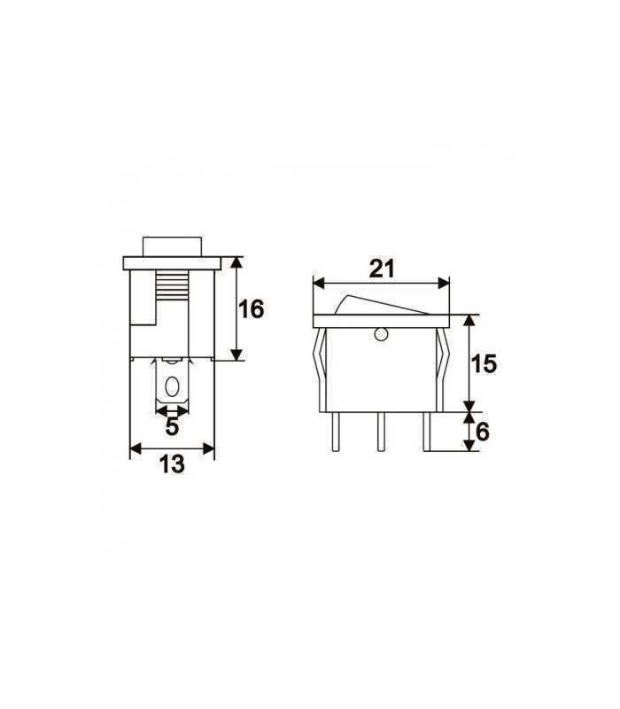 interupator basculant 1 circuit 3 pini 65a 250v off on galben cu retinere 1