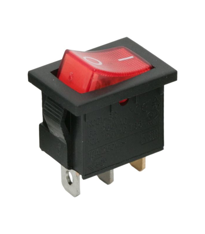 Interupator basculant 1 circuit 3 pini 6.5A 250V OFF-ON rosu