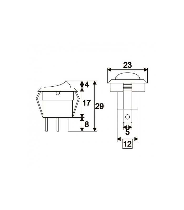 interupator basculant 1 circuit 3 pini off on led albastru 12v 16a cu retinere 09042ke 1