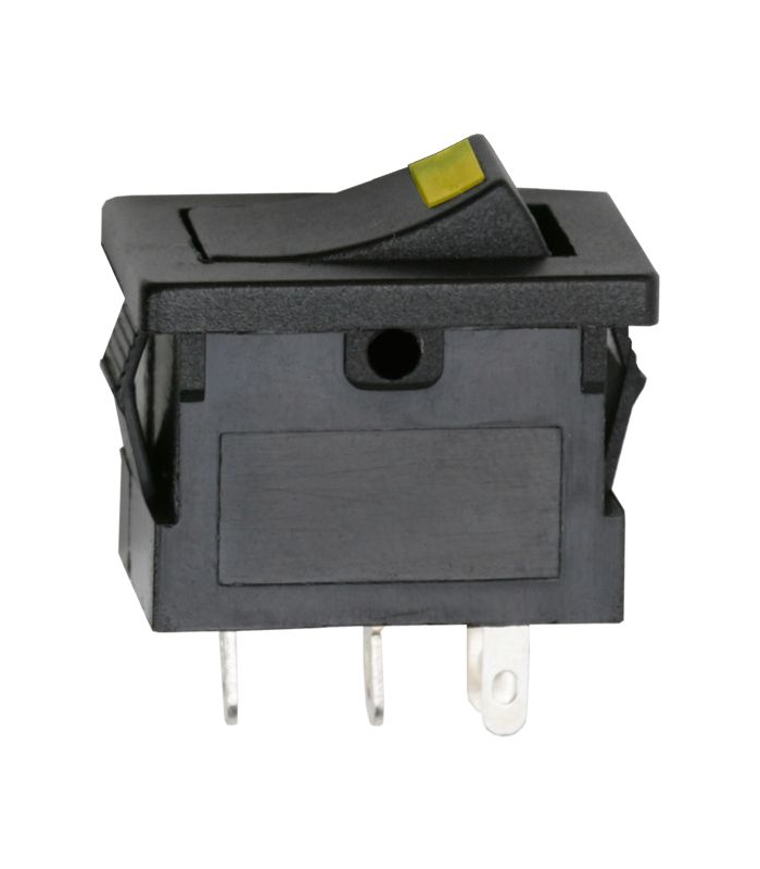 Interupator basculant 1 circuit 3 pini OFF-ON LED galben 12V 15A cu retinere 09027SA
