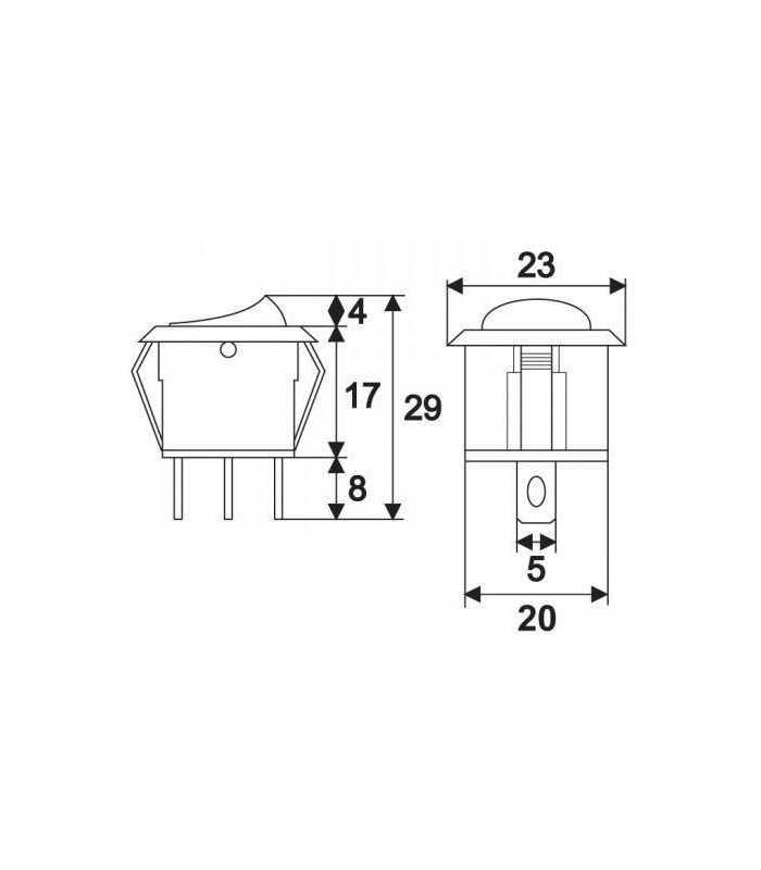 interupator basculant 1 circuit 6a 250v on off 3 pini galben cu retinere 1