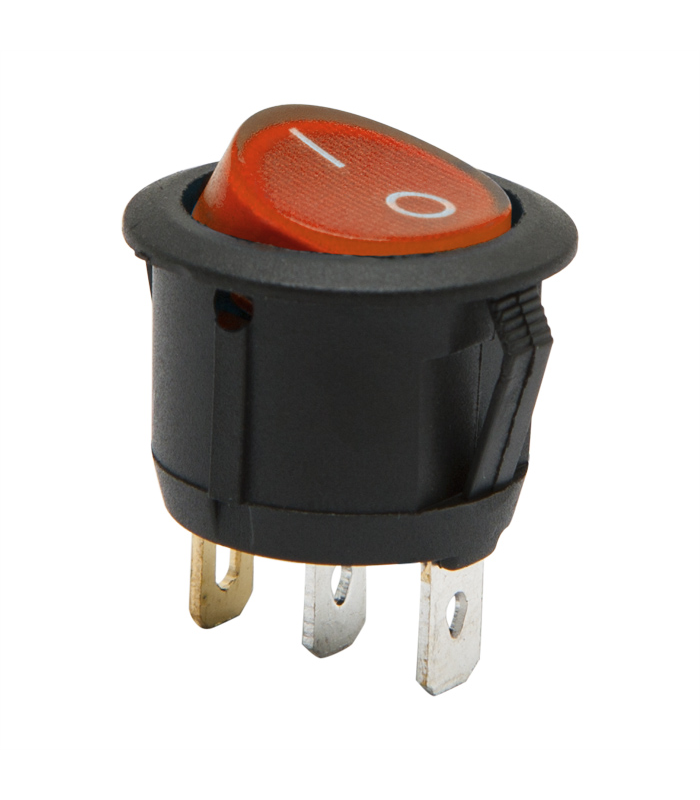 Interupator basculant 1 circuit 6A 250V ON-OFF 3 pini rosu cu retinere