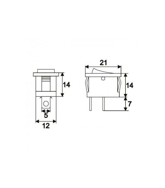 interupator basculant 2 pini 1 circuit 6a 250v off on 1