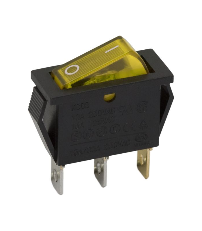 Interupator basculant 3 pini 1 circuit 10A 250V OFF-ON galben