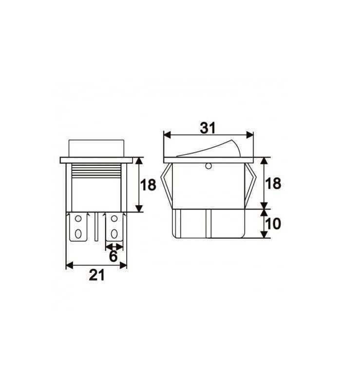 interupator basculant 4 pini 1 circuit 16a 250v off on galben 217x285mm 1