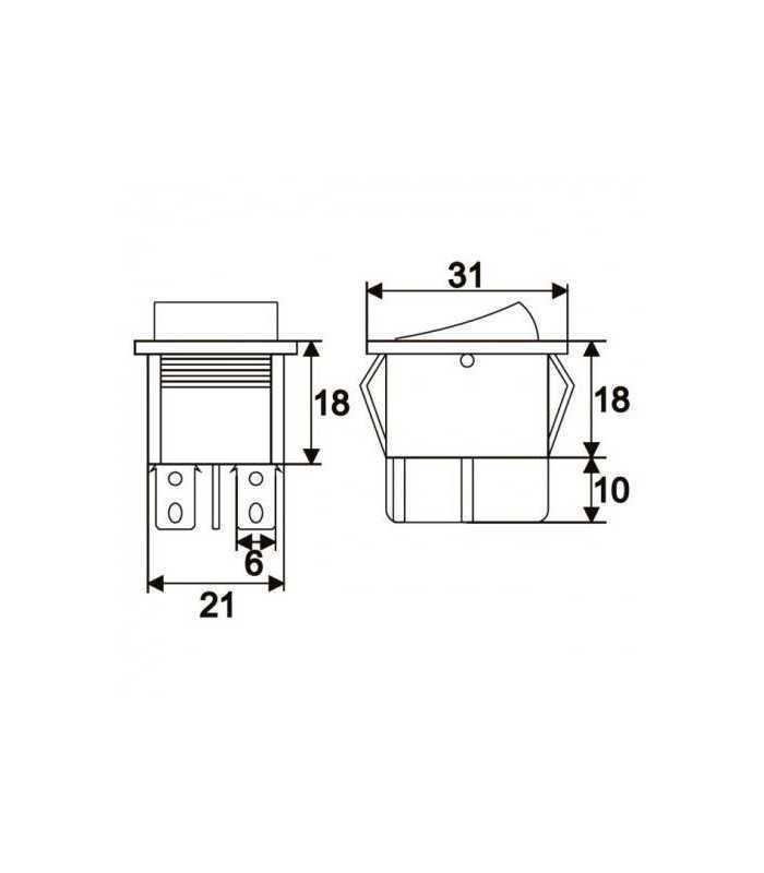 interupator basculant 4 pini 1 circuit 16a 250v off on verde 217x285mm 2