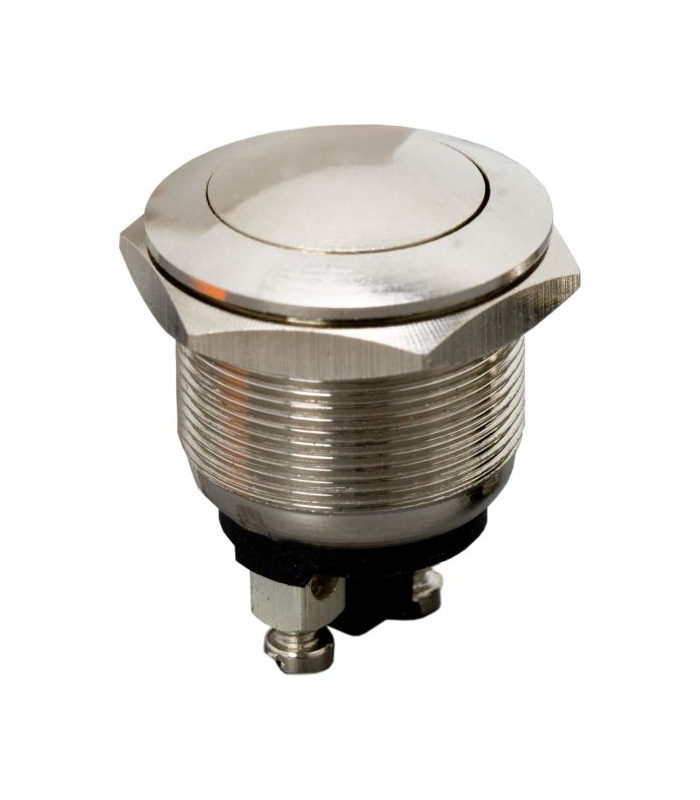 Intrerupator 1 circuit 2A 250V OFF-(ON) fara retinere Push-Buton metal rotunjit