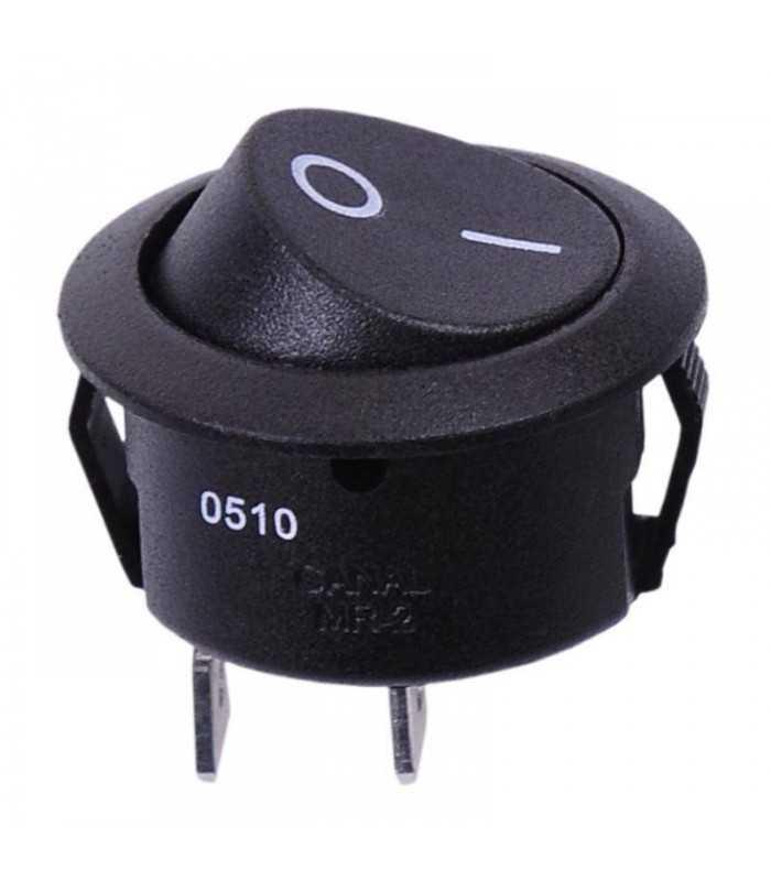 intrerupator 2 pini on off 6a 250v negru 18x10mm cu retinere 1