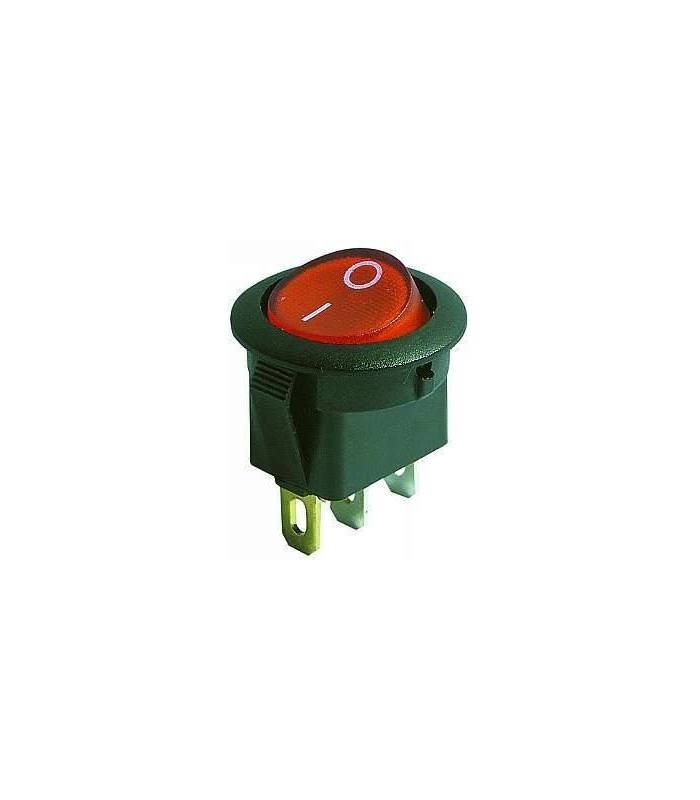 Intrerupator 3 poli 1 buton rosu ON-OFF rotund 20mm 6.5A 250V cu retinere